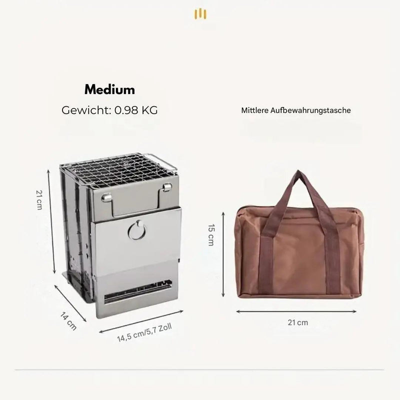 Inklapbare RVS Houtkachel - TrailFlame