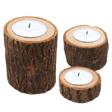 RusticGlow | Ervaar de betoverende sfeer van een set houten kandelaars!
