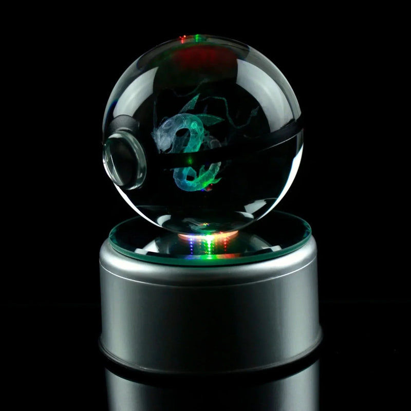 Kristallen Pokébal met LED-standaard – Interactief verzamel speelgoed
