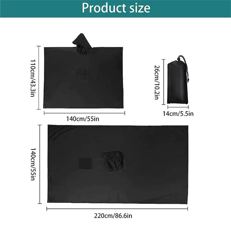 3-in-1 Outdoor Militair Regenmantel - Met Capuchon waterdichte Regenponcho met Mouwen, Motorregenbescherming, ideaal voor Kamperen, Wandelen en Reizen
