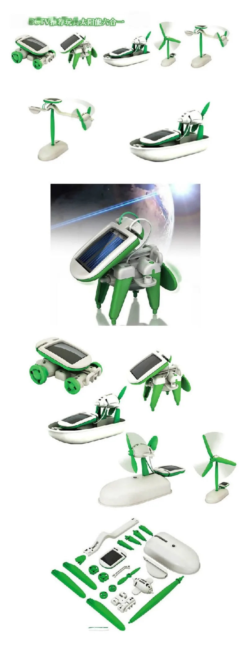 6-in-1 Zonne-energie Robot Kit – Bouw en Leer met Zeilboot, Windmolen, Auto en Meer