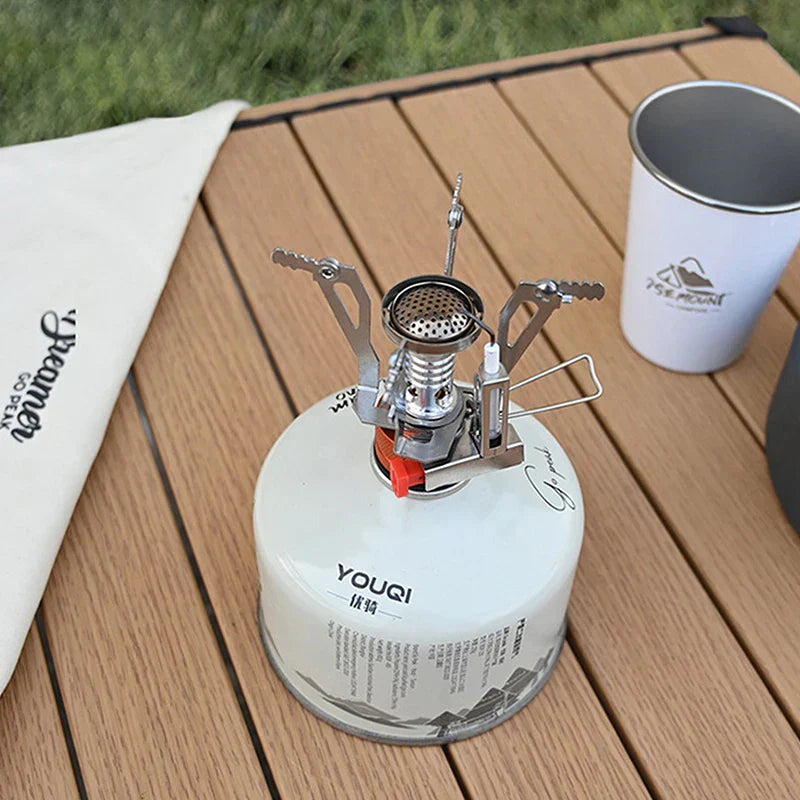 Draagbare Outdoor Camping Gaskoker: Aluminiumlegering Ultra-Lichte Camp Stove voor Picknick Koken - Essentieel Campingaccessoire voor Overlevingsoven