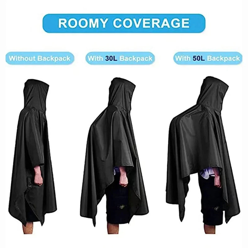 3-in-1 Outdoor Militair Regenmantel - Met Capuchon waterdichte Regenponcho met Mouwen, Motorregenbescherming, ideaal voor Kamperen, Wandelen en Reizen