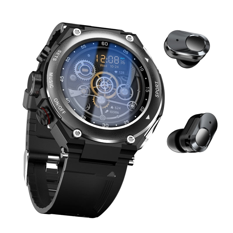 Complete Smartwatch met Ingebouwde Draadloze Oordopjes – AlphaX