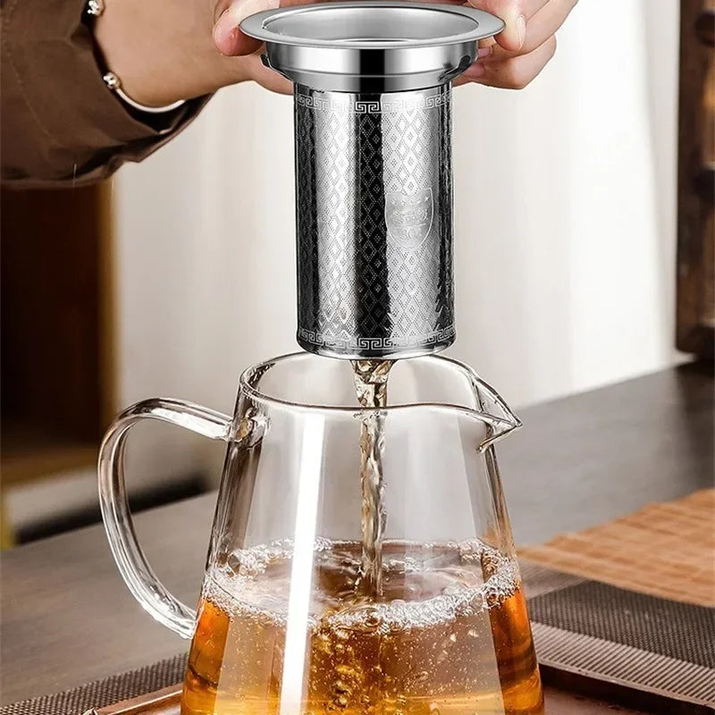 450ml-950ml Hittebestendige Glazen Theepot – RVS Theefilter, Bloemenketel voor Kung Fu Thee Accessoires, Puer- en Oolong-thee