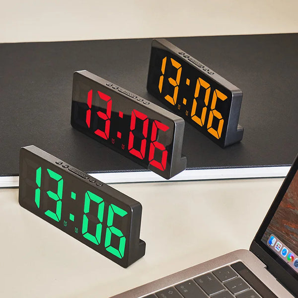 Eenvoudige Led Klok Kleurrijk Lichttemperatuur Kalender Wekker Creatieve Klok
