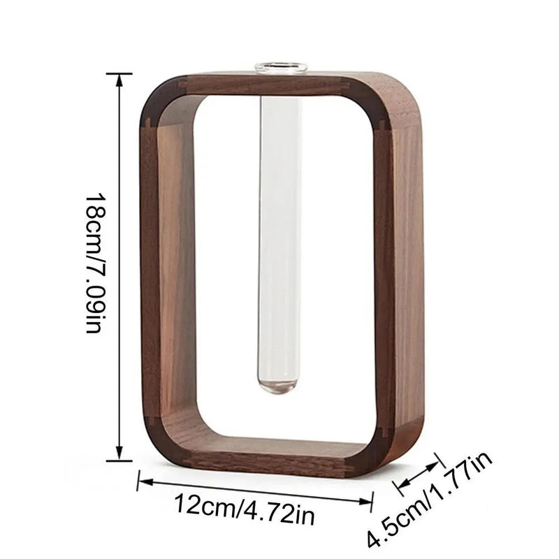 Houten Hydroponische Glazen Vaas – Elegante & Duurzame Plantenvaas voor Hydroponisch Tuinieren