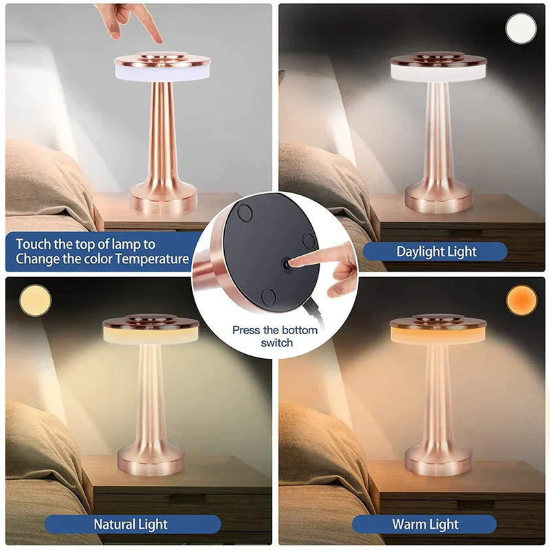 Klassieke Draadloze Draagbare LED Tafellamp – LumiCrest