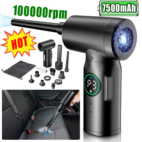 2-in-1 Draagbare Luchtstofzuiger en Blazer met LED-Licht (7500mAh) - AirMaster