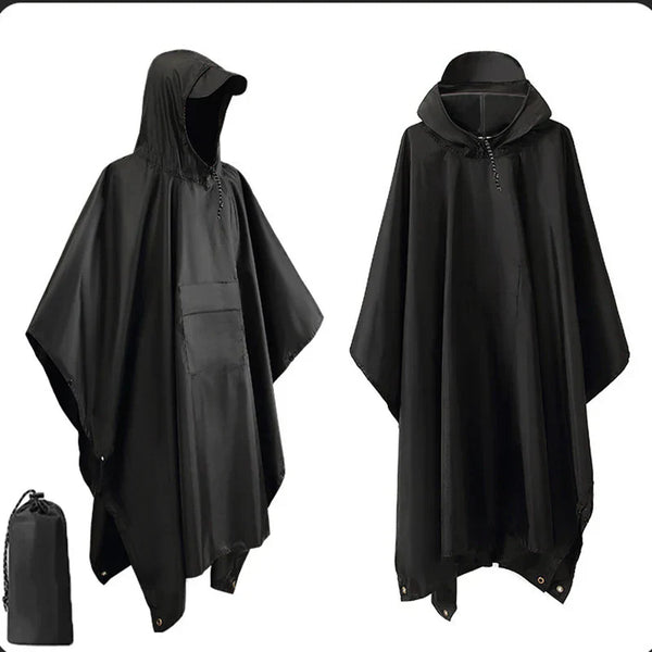 3-in-1 Outdoor Militair Regenmantel - Met Capuchon waterdichte Regenponcho met Mouwen, Motorregenbescherming, ideaal voor Kamperen, Wandelen en Reizen