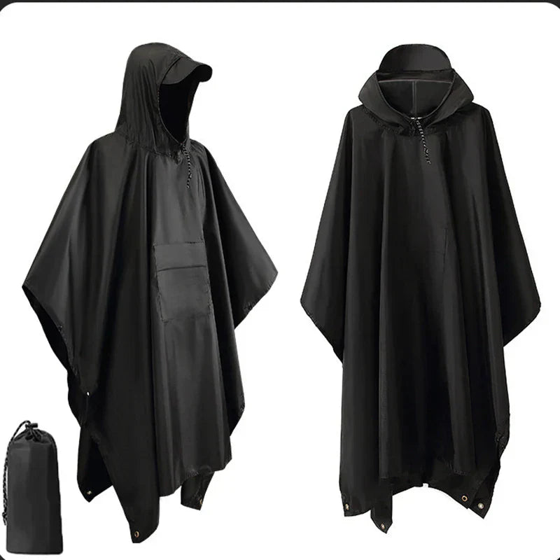 3-in-1 Outdoor Militair Regenmantel - Met Capuchon waterdichte Regenponcho met Mouwen, Motorregenbescherming, ideaal voor Kamperen, Wandelen en Reizen