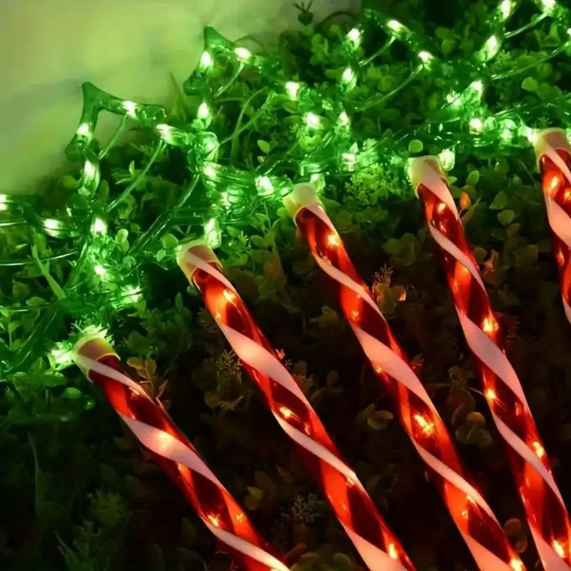 Set van 5 Zonne-Energie Kerstboomlichten - Vrolijke Buitenverlichting voor de Feestdagen