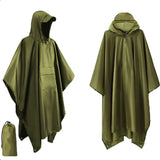 3-in-1 Outdoor Militair Regenmantel - Met Capuchon waterdichte Regenponcho met Mouwen, Motorregenbescherming, ideaal voor Kamperen, Wandelen en Reizen