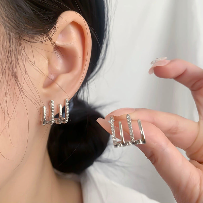 Illusie Oorringen met Vier Hoepels en Zirkonia - Zarvia