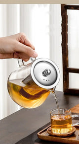 450ml-950ml Hittebestendige Glazen Theepot – RVS Theefilter, Bloemenketel voor Kung Fu Thee Accessoires, Puer- en Oolong-thee