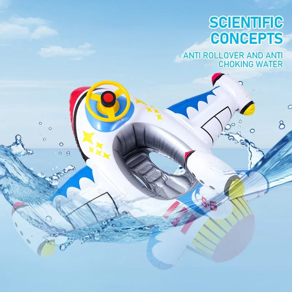 Opblaasbare Vliegtuig Zwemring voor Baby’s – Waterspeelgoed met Stuurwiel voor Zomerplezier
