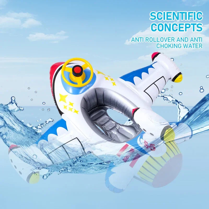 Opblaasbare Vliegtuig Zwemring voor Baby’s – Waterspeelgoed met Stuurwiel voor Zomerplezier