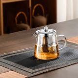 450ml-950ml Hittebestendige Glazen Theepot – RVS Theefilter, Bloemenketel voor Kung Fu Thee Accessoires, Puer- en Oolong-thee