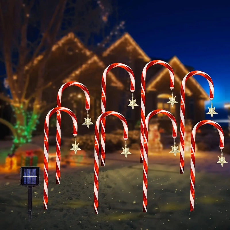 Kerst Zonne-energie Candy Cane Lichten - Stralende decoratie voor feestelijke avonden