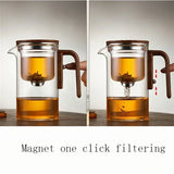 Elegante Glazen Thee Infuser Pot – Stijlvol Brouwen met Houten Handvat