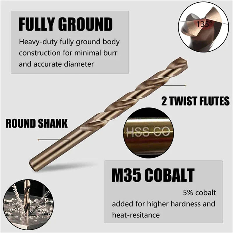 M35 5% Kobalt Twist Boor-Bit-Set 3/4/5/6 mm - KobaltBohr