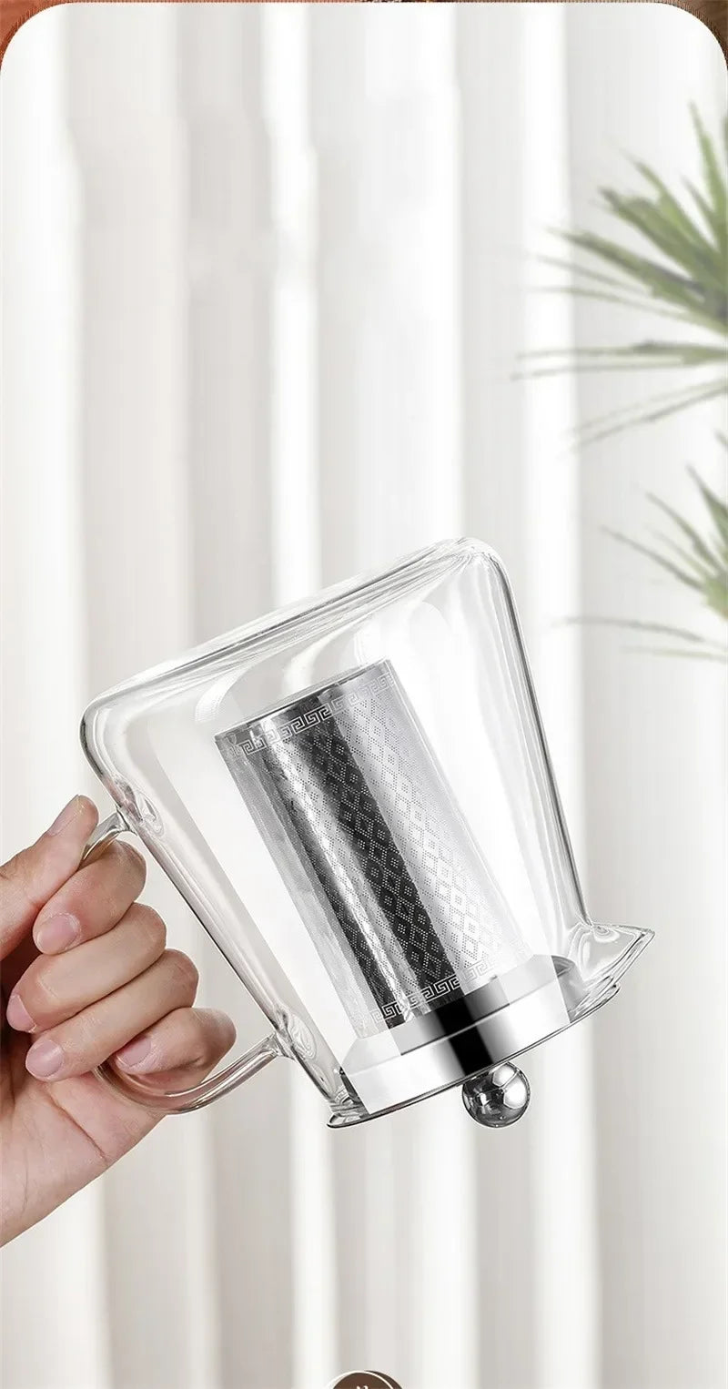 450ml-950ml Hittebestendige Glazen Theepot – RVS Theefilter, Bloemenketel voor Kung Fu Thee Accessoires, Puer- en Oolong-thee