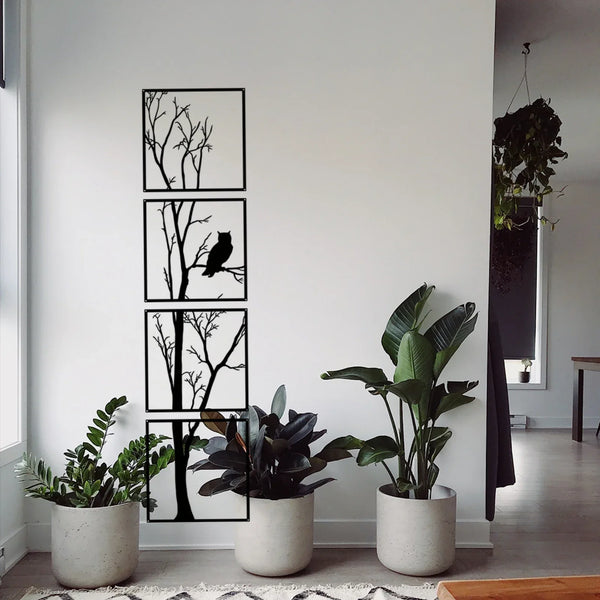 Wanddecoratie Boom en Uil - Minimalistisch en Stijlvol