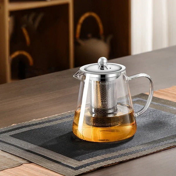 450ml-950ml Hittebestendige Glazen Theepot – RVS Theefilter, Bloemenketel voor Kung Fu Thee Accessoires, Puer- en Oolong-thee