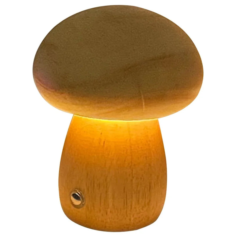 Dimbare LED-paddenstoelnachtlamp van hout met USB-oplading