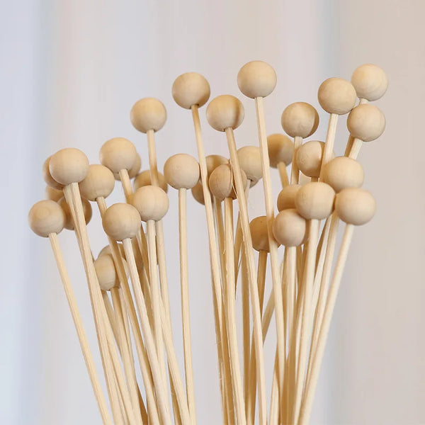 10x Houten Geurballen Met Rattan Stokjes | Geurstokjes Set | Aroma Diffuser Accessoires DIY