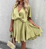 GITA | Chique Mini Jurk Voor Dames Met V-Hals - Zomers, Elegant & Luxe