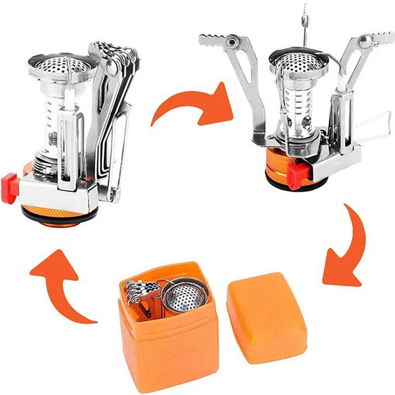 Draagbare Outdoor Camping Gaskoker: Aluminiumlegering Ultra-Lichte Camp Stove voor Picknick Koken - Essentieel Campingaccessoire voor Overlevingsoven
