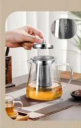 450ml-950ml Hittebestendige Glazen Theepot – RVS Theefilter, Bloemenketel voor Kung Fu Thee Accessoires, Puer- en Oolong-thee