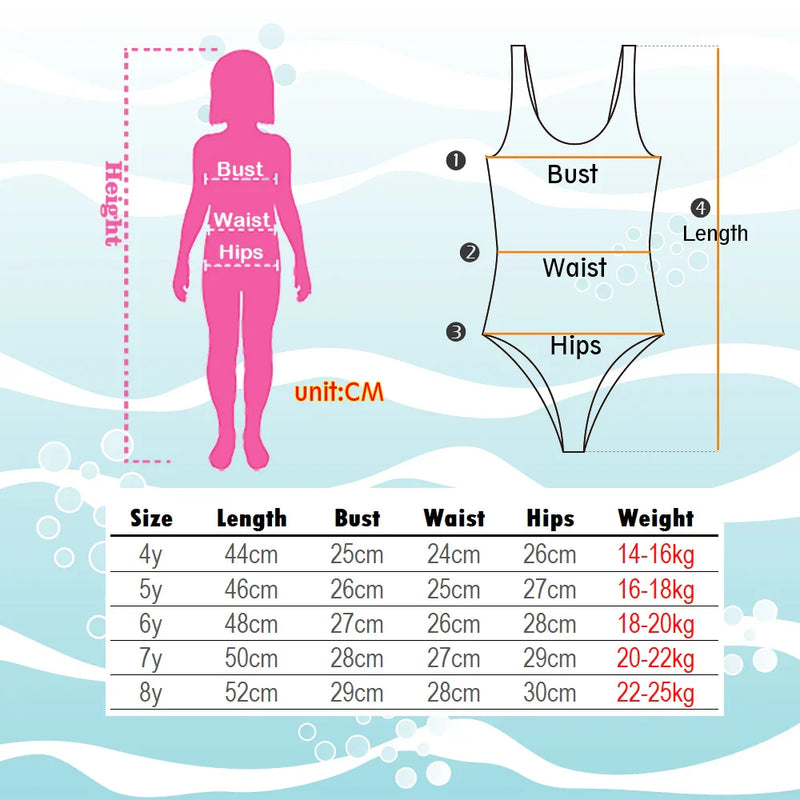Meisjes Zwemoutfit met Zeemeermin en Eenhoorn Ontwerpen – Perfect voor Kinderen van 4-8 Jaar