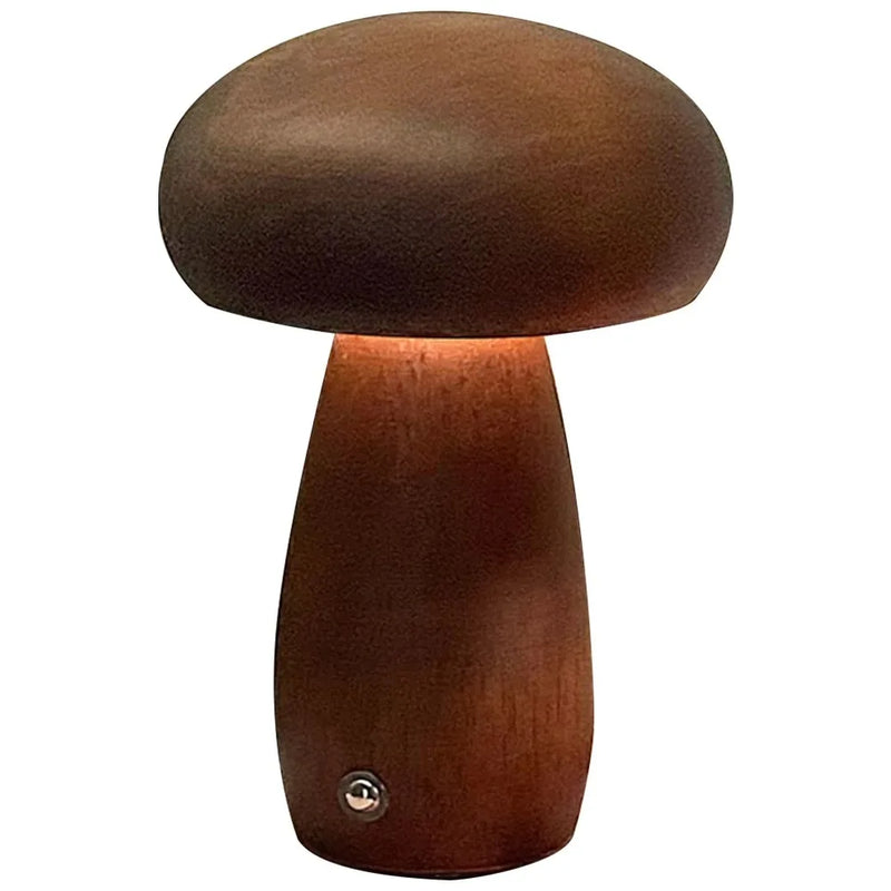 Dimbare LED-paddenstoelnachtlamp van hout met USB-oplading
