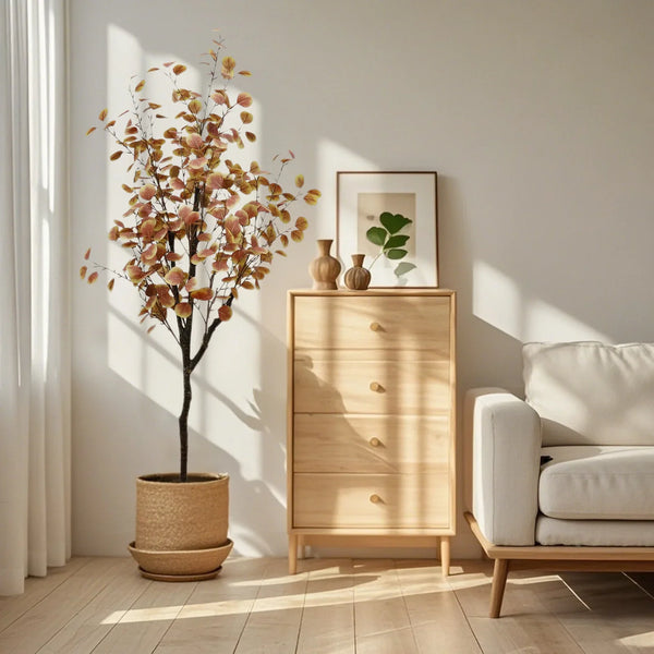 120/150cm Kunst Eucalyptus Herfstboom | Sfeervolle Sierboom Met Gekleurde Bladeren | Decoratie