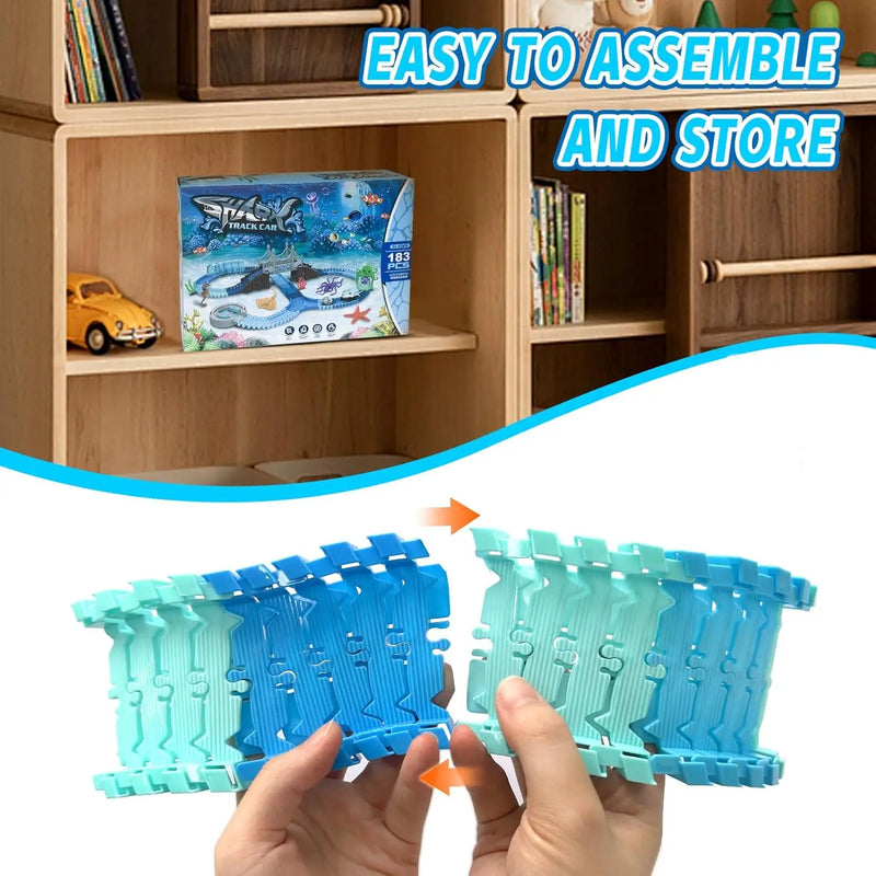 Elektrische Haai Rail Car Puzzelset – Creatief Bouwspeelgoed voor Kinderen