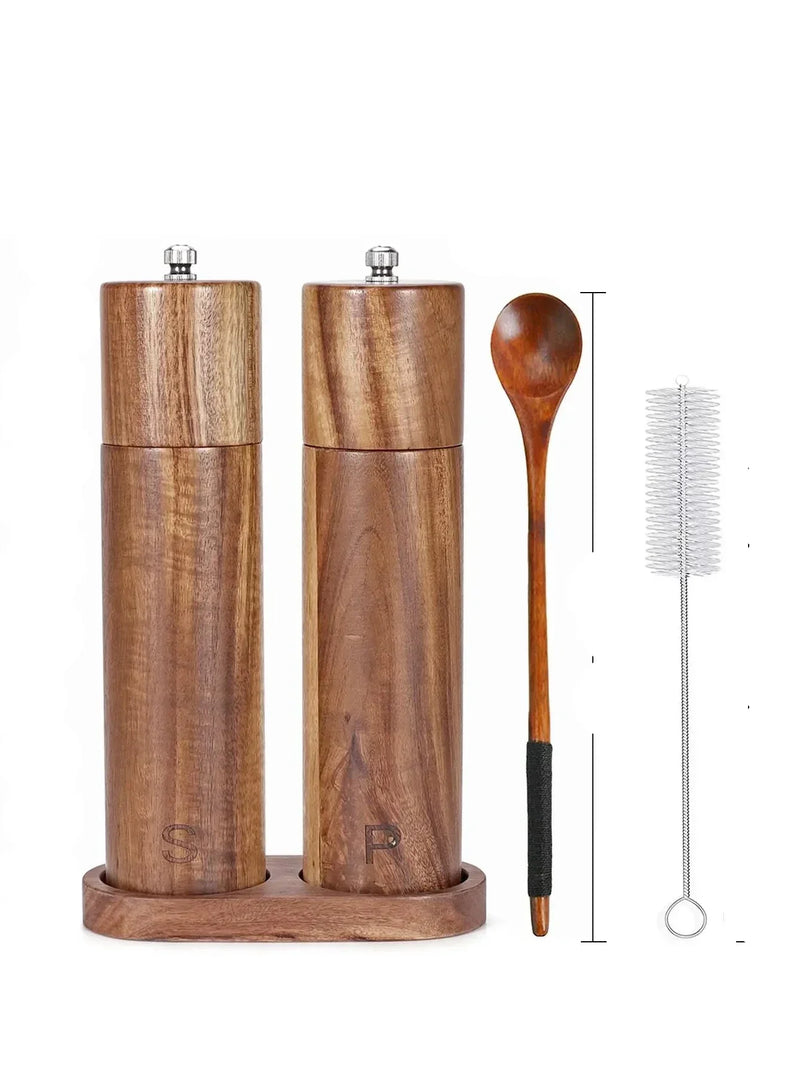 Luxueus Houten Zout- en Pepermolen Set met Dienblad – WoodSpice
