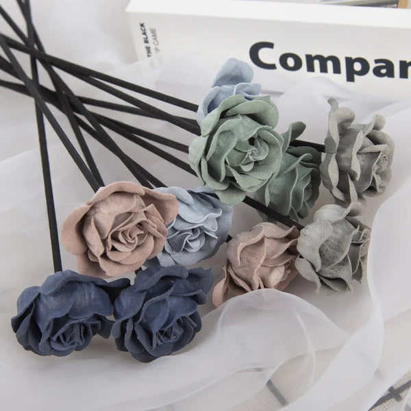 10x Fluwelen Bloemen Rattan Geurstokjes | Luxe Geurverspreiders | Sfeervolle Woondecoratie DIY