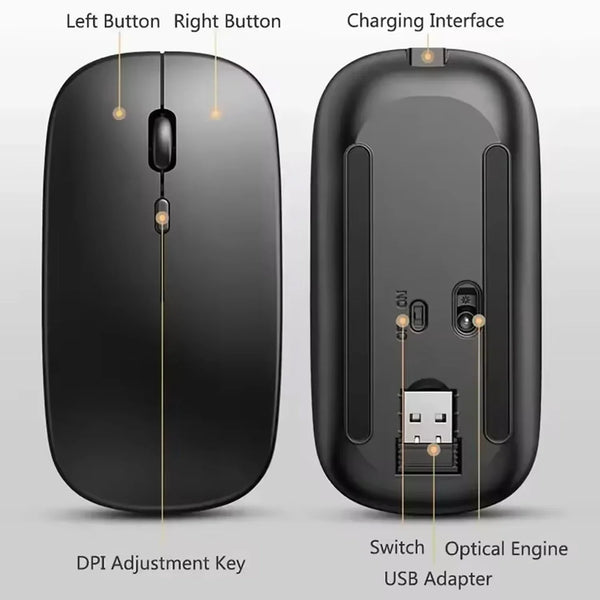 ClickPro Draadloze Gaming Muis Oplaadbaar Ergonomisch Stil Design | Gaming Muis | Draadloze Muis voor Laptop, PC, iPad & Tablets