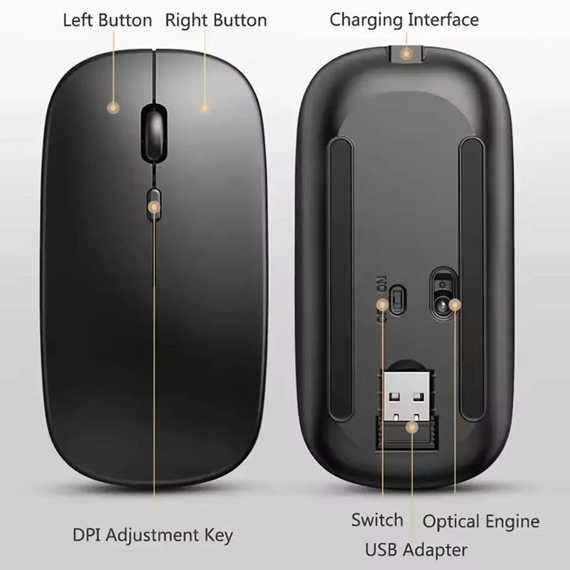ClickPro Draadloze Gaming Muis Oplaadbaar Ergonomisch Stil Design | Gaming Muis | Draadloze Muis voor Laptop, PC, iPad & Tablets