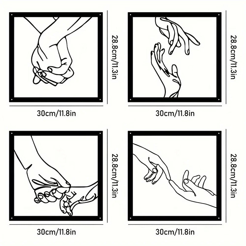 Verbonden Handen Metalen Wanddecoratie – Minimalistisch en Verbindend