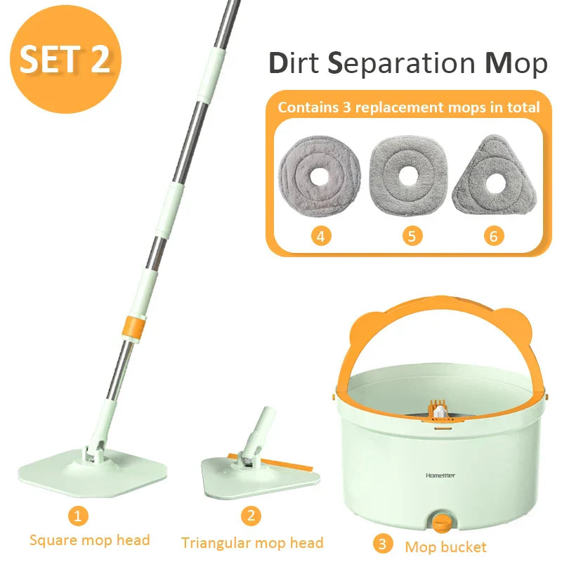 Zelfroterende V mop met emmer - SpinMop