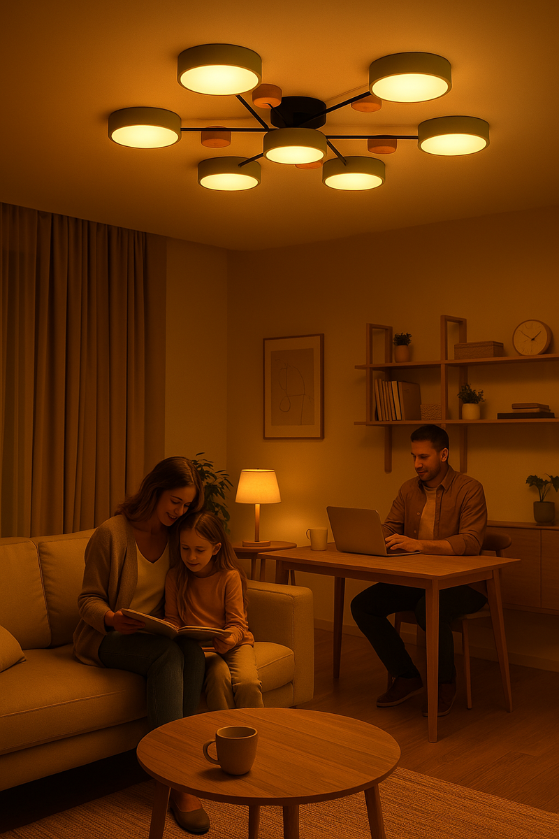 NordicGlow | Vertakte LED-plafondlamp in Scandi-stijl