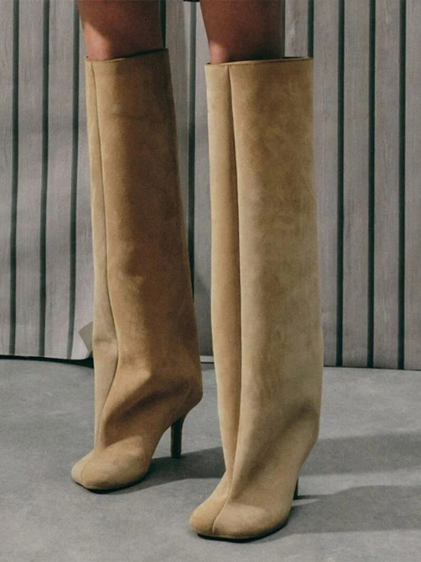 Elegante Suède Hoge Laarzen Met Hak - Stella