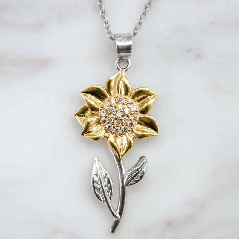 Gouden Damesketting van Sterlingsilver met Zonnebloemhanger – Marélie
