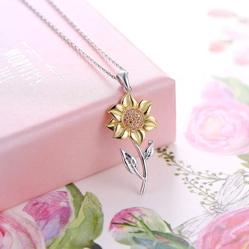 Gouden Damesketting van Sterlingsilver met Zonnebloemhanger – Marélie