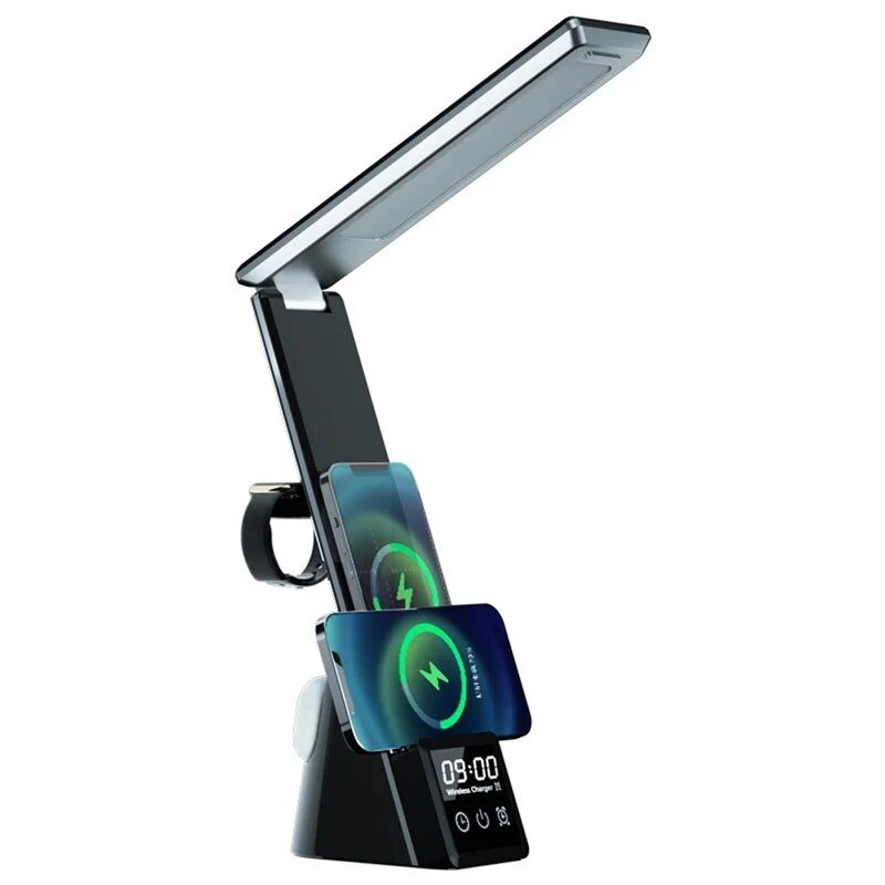 MultiLite Hub | Ervaar het ultieme gemak van een 5-in-1 lamp, draadloze oplader en wekker!