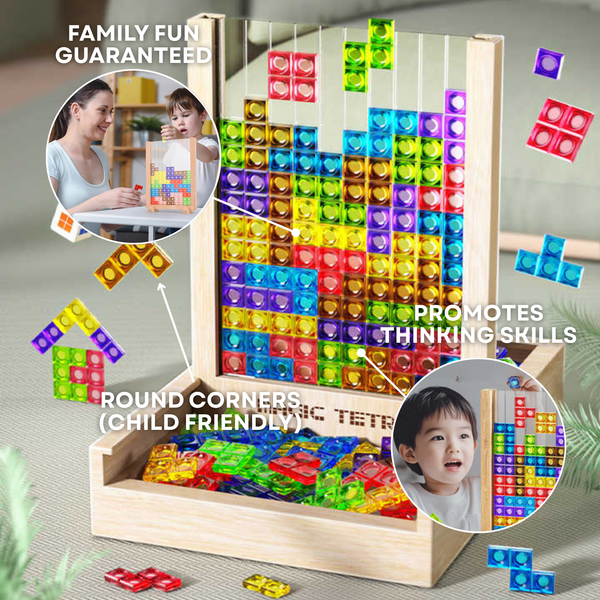 Ecoblock Tetris Bord – Houten Puzzelspel voor Kinderen en Volwassenen – Duurzaam Breintrainingsplezier