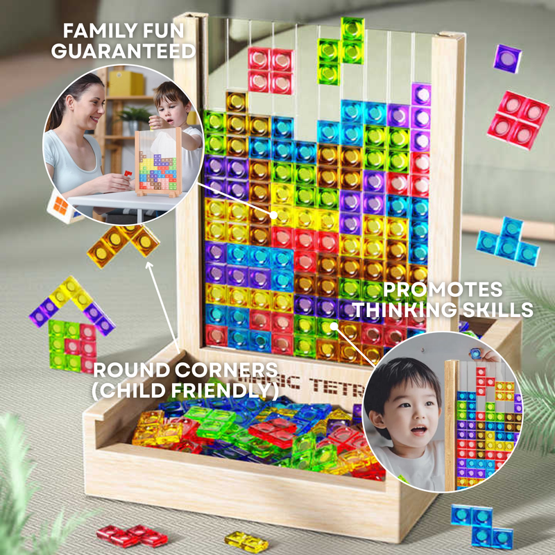 Ecoblock Tetris Bord – Houten Puzzelspel voor Kinderen en Volwassenen – Duurzaam Breintrainingsplezier